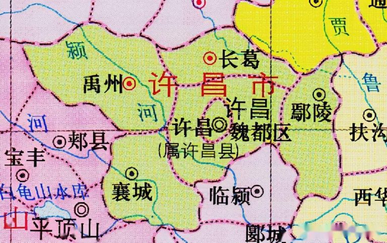 河南省许昌市及襄城县王洛镇地理位置区划地图