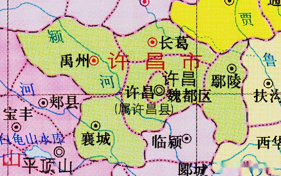 河南省许昌市及襄城县王洛镇地理位置区划地图