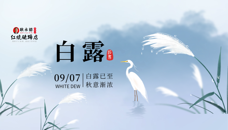 王洛红烧猪蹄白露节气海报，9月7日白露已至秋意渐浓，河南襄城耿永德近40年老店