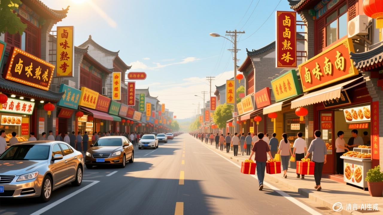 王洛镇猪蹄店一条街 G234国道 示意插画